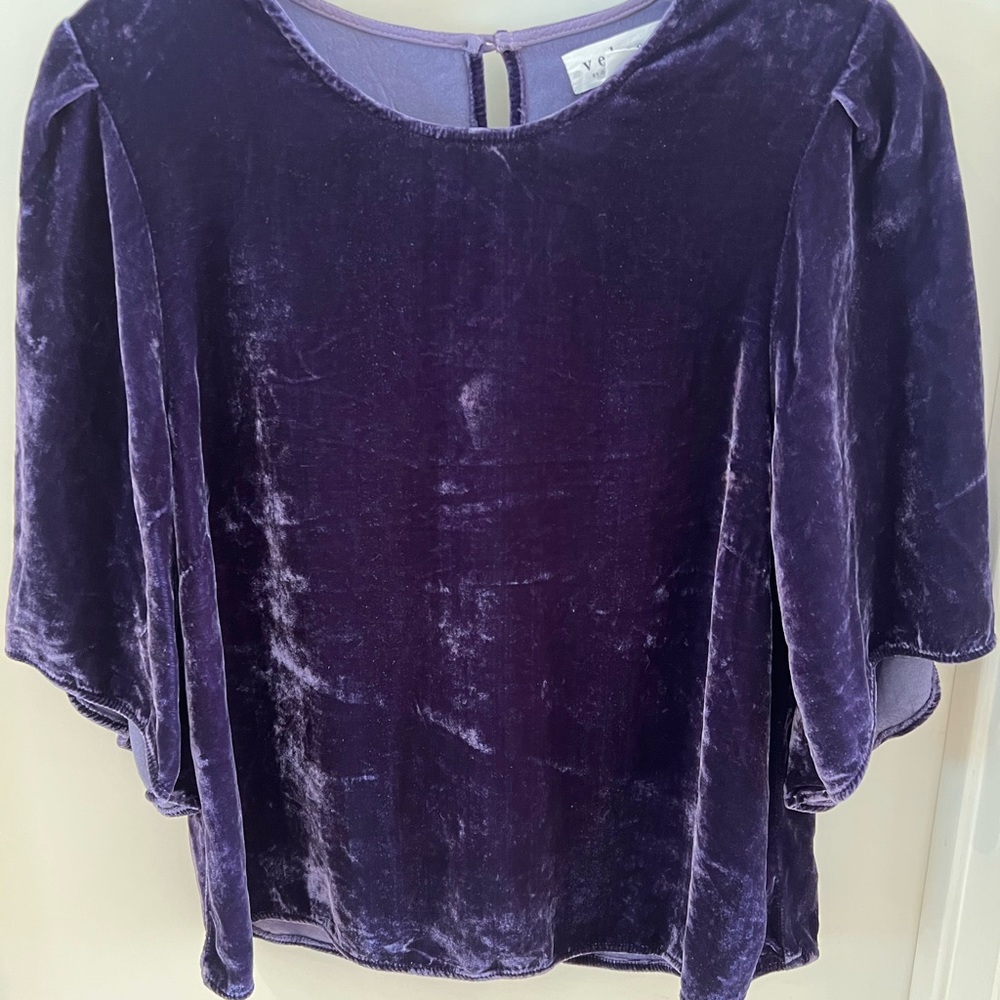 Anthropologie Velvet purple colored top